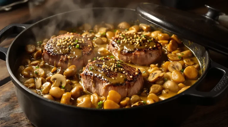 Filet mignon aux champignons et moutarde, fondant et crémeux, prêt en 30 minutes