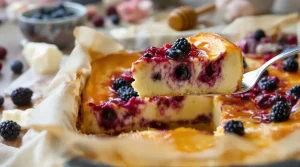 Entre flan et clafoutis, ce gâteau sans beurre ni sucre raffiné révèle une texture bluffante