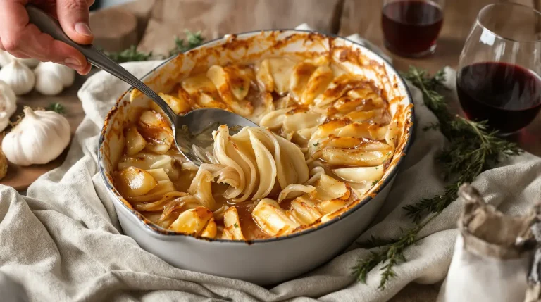 Le gratin le plus simple du monde : pommes, oignons, bouillon et une texture plus gourmande qu’un dauphinois